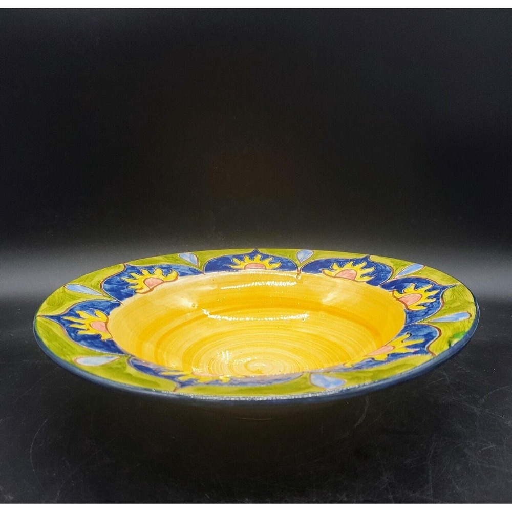 Handmade Studio Art‎ Pottery Terra Cotta Bowl Sun Signed Juan 10"